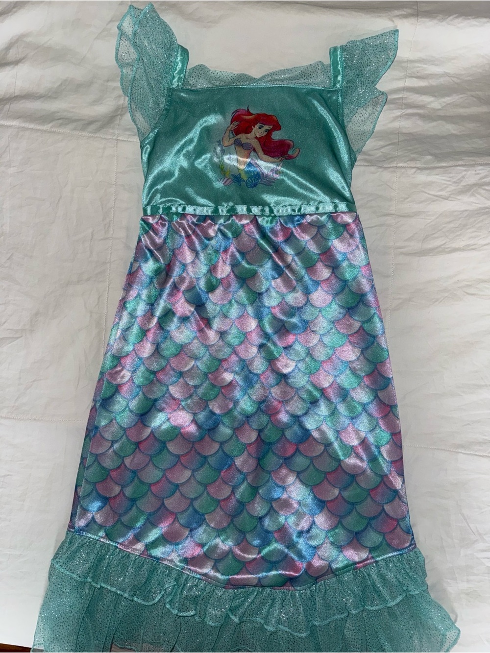 Disney Princess Aqua Mermaid Dress with Sheer Ruffle Details